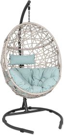 Outdoor Wicker Hanging Swing Chair Patio Hammock Basket Egg Chair with and and Cushion for Indoor Outdoor Use