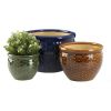 Summerfield Terrace Embossed Multi-Color Ceramic Planter Set