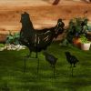 Accent Plus Chicken Family Black Metal Garden Stake Set