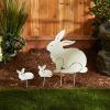 Accent Plus Rabbit Family White Metal Garden Stake Set