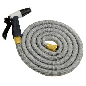 HoseCoil Expandable 25&#39; Grey Hose Kit w/Nozzle &amp; Bag