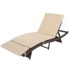 193*68*33cm S Shape Iron Frame Brown Gradient Beige Cushion Woven Rattan Bed