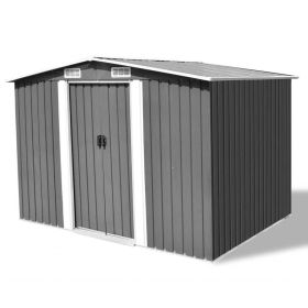 vidaXL Garden Storage Shed Gray Metal 101.2"x80.7"x70.1"