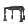 vidaXL Gazebo with Curtain Anthracite Aluminum 118.1" x 118.1"