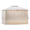 Quality Double Tiered Grill Canopy; Outdoor BBQ Gazebo Tent with UV Protection; Beige