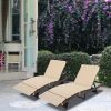 193*68*33cm S Shape Iron Frame Brown Gradient Beige Cushion Woven Rattan Bed