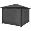 vidaXL Gazebo with Curtain Anthracite Aluminum 118.1" x 118.1"