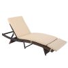 193*68*33cm S Shape Iron Frame Brown Gradient Beige Cushion Woven Rattan Bed