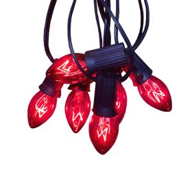 C7 Multi-color Christmas Decorative Lights; 28 Feet Retro Christmas Tree Lamps; Outdoor Roof Line String Lights; 27 Light Bulbs; For The Courtyard Gar (Color: 28FT-Red Bulb)