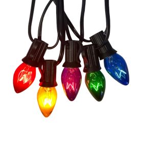 C7 Multi-color Christmas Decorative Lights; 28 Feet Retro Christmas Tree Lamps; Outdoor Roof Line String Lights; 27 Light Bulbs; For The Courtyard Gar (Color: 28FT-Colored Bulb)