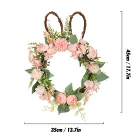 Glowing Easter Wreath Decor DIY Rattan Wreath Colorful Rabbit Bunny Eggs Happy Easter Party Decoration For Home Party Supplies (Ships From: CN, Color: No light-rabbit)