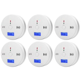 LCD CO Sensor Carbon Monoxide Detector 85dB Sound Independent CO Poisoning Warning Alarm Detector Meter Kitchen Fireplace Indoor (Ships From: CN, Color: 6PCS)