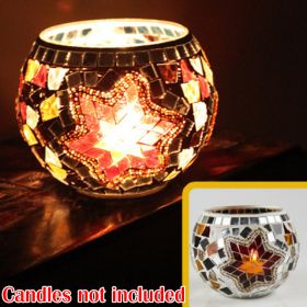 Mosaic Glass Candlestick Color Snowflake Mosaic Candle Holder Romantic Candlelight Table Centerpieces Party Dinner Wedding Decor (Ships From: CN, Color: 1PCS C)