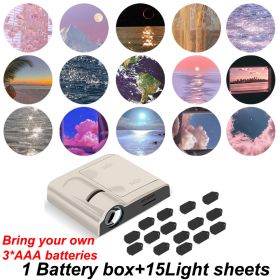 Landscape Projection Light INS Background Projector Night Light Planet Sea Cloud Lamp Christmas Gift Atmosphere Party Photo Prop (Ships From: CN, Color: milky-15xScenes)