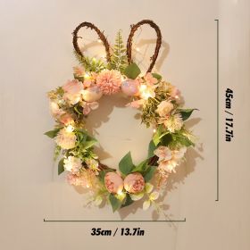 Glowing Easter Wreath Decor DIY Rattan Wreath Colorful Rabbit Bunny Eggs Happy Easter Party Decoration For Home Party Supplies (Ships From: CN, Color: Light-rabbit)