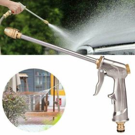 High Pressure Power Washer Water SprayG-un Nozzle Wand Attachment Garden Hose US (Color: Silver)