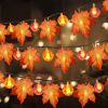 3 Pack Fall Garland with Pumpkin Lights & Enlarged Maple Fall String Lights Halloween Pumpkins Lights, 30Ft 60LED Waterproof Battery Operated Fall Dec