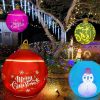 24 Inch Light up with 16 RGB colors PVC Inflatable Christmas  Ball  Electric Air Pump,  Large Weight Stand Firmly Yard, Outdoor Decorated Ball with Re